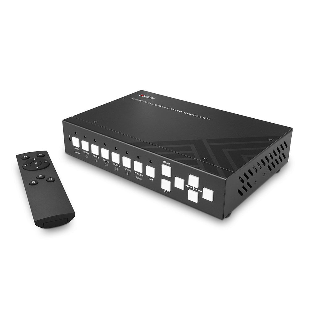 Lindy 32330 – KVM-Switch 5-Port, HDMI/USB, 4K (4096 × 2160), Seamless Multiview