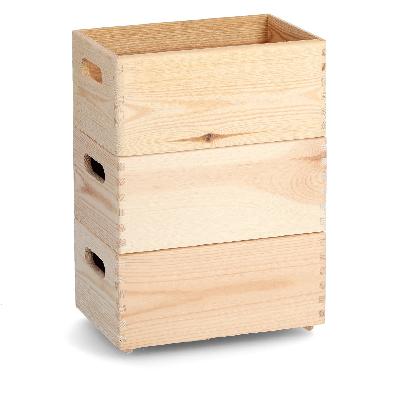 Zeller Present Aufbewahrungsbox ohne Deckel – Kiefer – Braun – stapelbar, mit Tragegriff – 298 × 145 × 198 mm