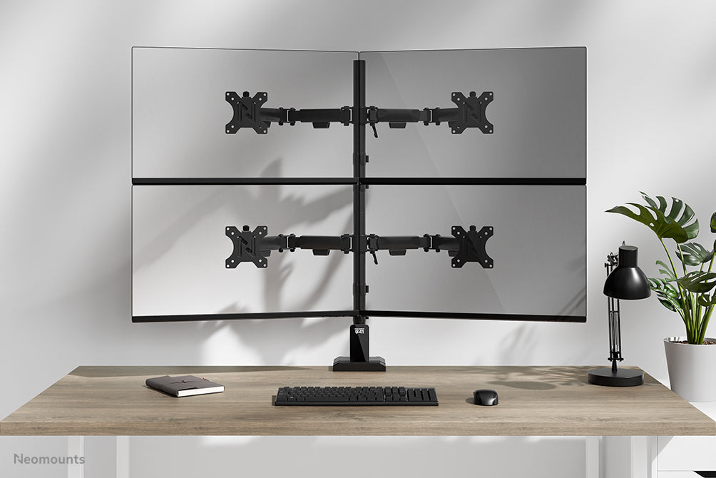 Neomounts NERO – Monitorarm Tischhalterung – Klemme/Durchführung – 4 Monitore – 10–32" – bis 8 kg/Monitor
