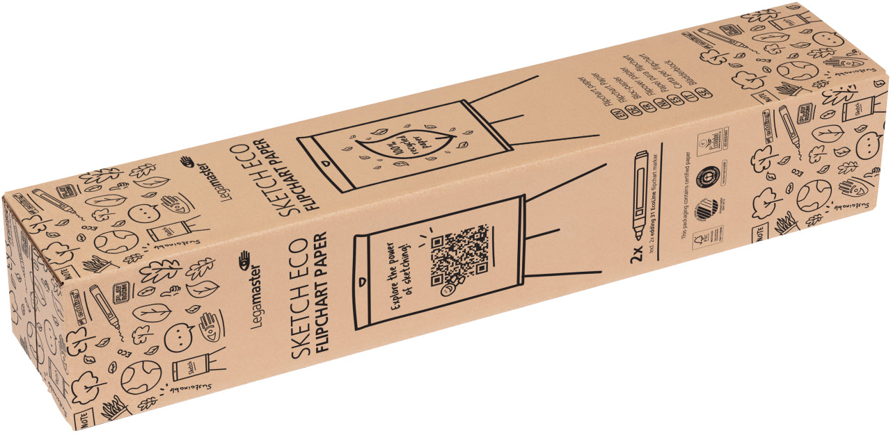 Legamaster Sketch Eco Flipchart – 65 × 98 cm, 2 × 50 Blatt, Hochweiss