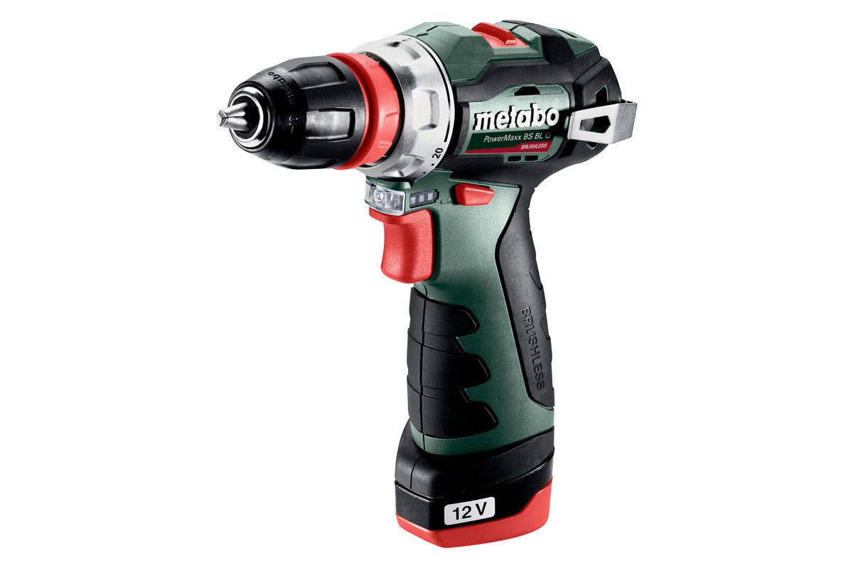 Metabo PowerMaxx BS BL Q Bohrschrauber – 12 V, bürstenlos, 2× 2,0 Ah + Ladegerät, 38 Nm, 400–1500 U/min