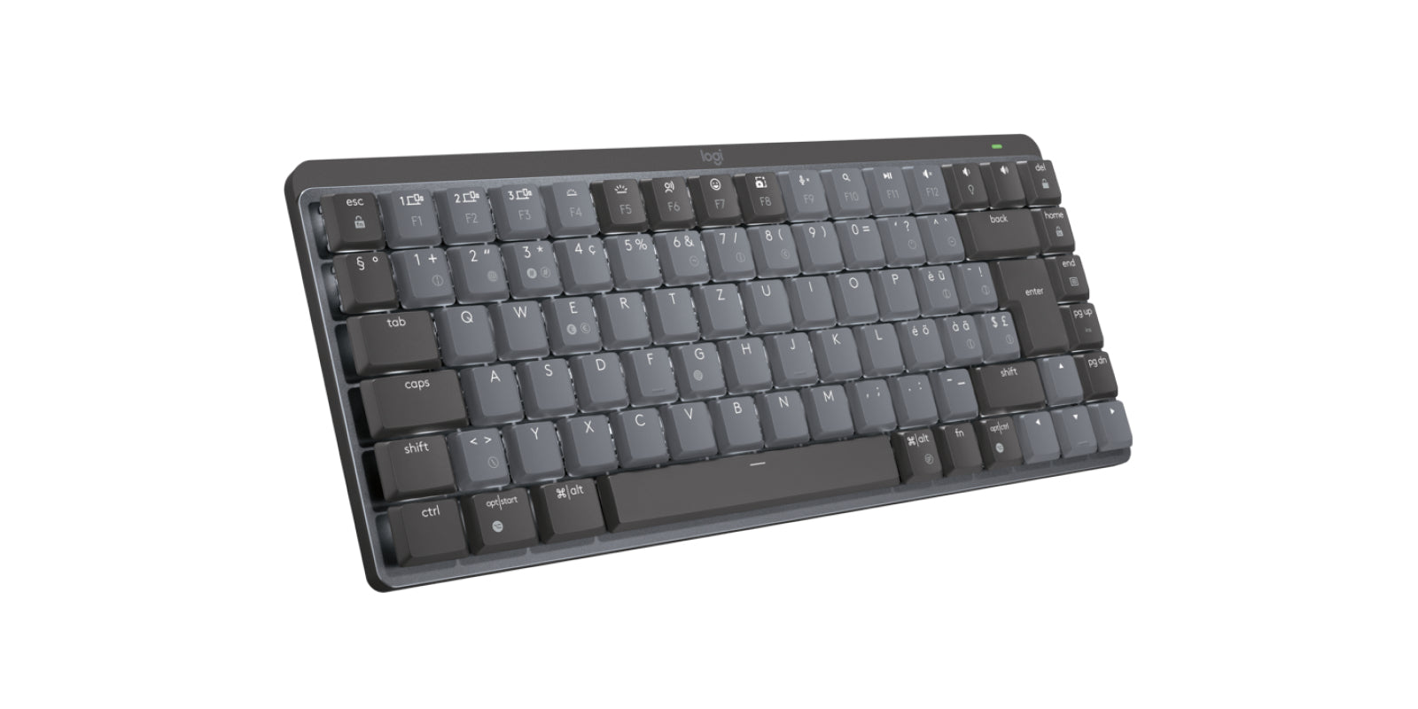 Logitech MX Mech Mini – Tastatur, kabellos (Bluetooth), CH-Layout (DE-CH), mechanisch, beleuchtet, Grau
