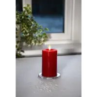 Star Trading LED-Säulenkerze Flamme Flow – Ø 7,5 × 15 cm, 0,01 W, warmweiss, rot, batteriebetrieben, Timer