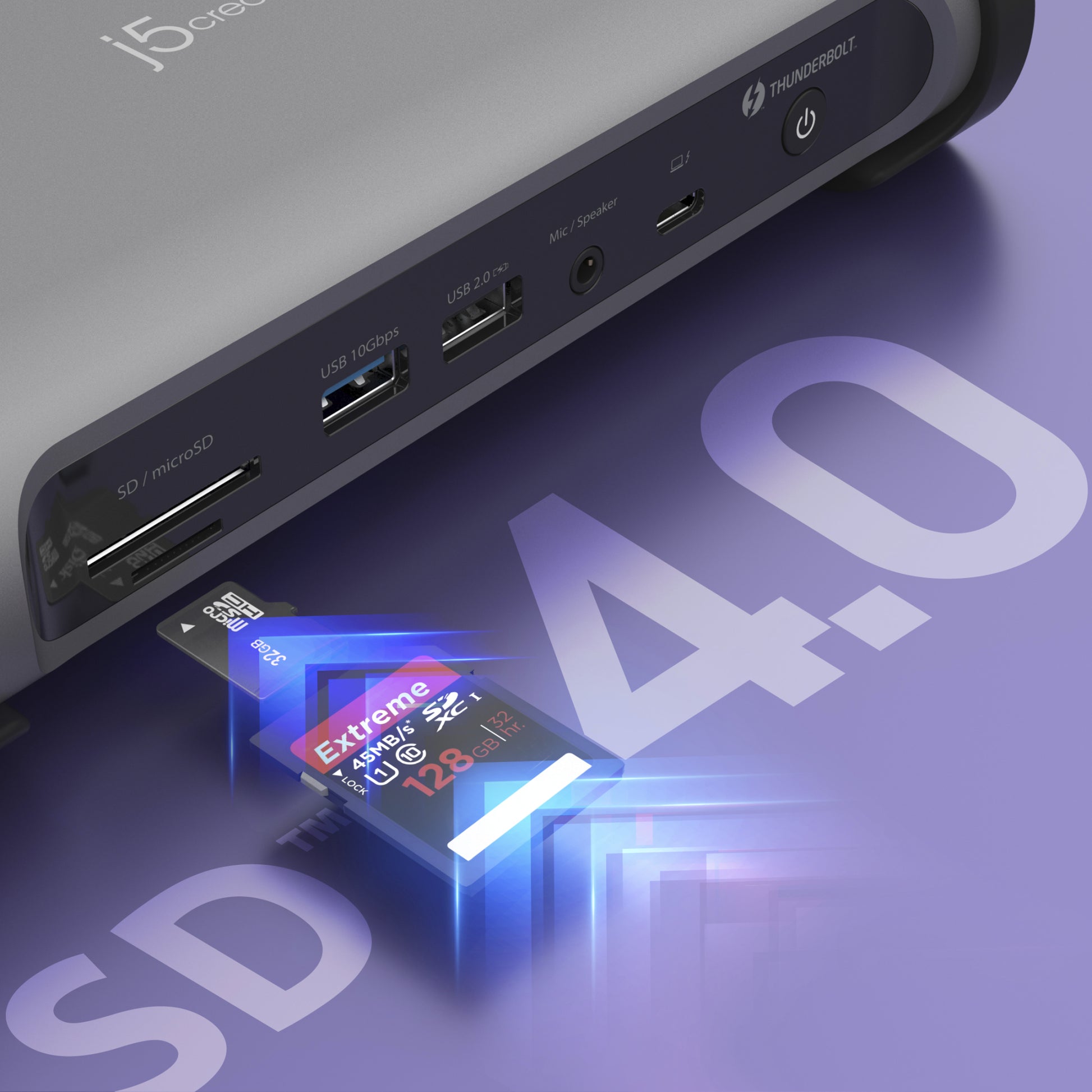 j5create JTD568 Dockingstation – Thunderbolt 4, 2× DP, 2× HDMI, 6× USB-A, 1× USB-C, 98 W PD, für Windows/Mac