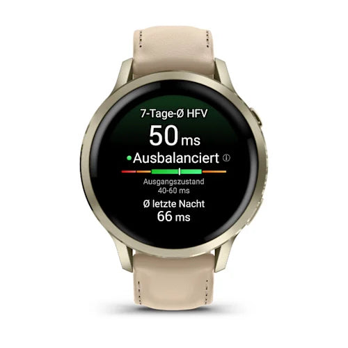Garmin Venu 4 41 mm GPS – Edelstahl Gold, Sportarmband, Sand, 50 m