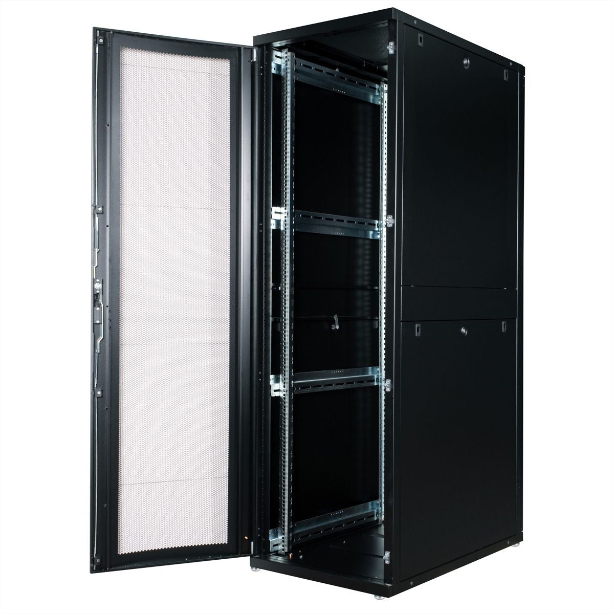 ROLINE Pro – 19" Netzwerkschrank 42U, IP20, abschliessbar, 600 × 1000 × 1970 mm, schwarz, Stahl