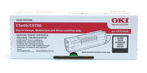 OKI Toner 43324408 – schwarz, 6000 Seiten – für OKI C5600/C5600N/C5700 und andere