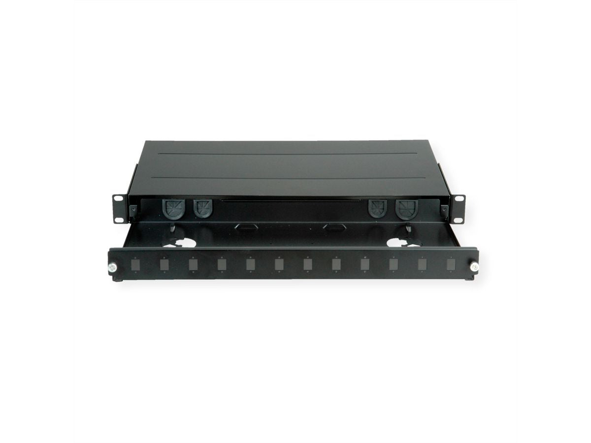 ROLINE Patchpanel LWL – 12× SC-Simplex oder LC-Duplex, 19", 1U, schwarz