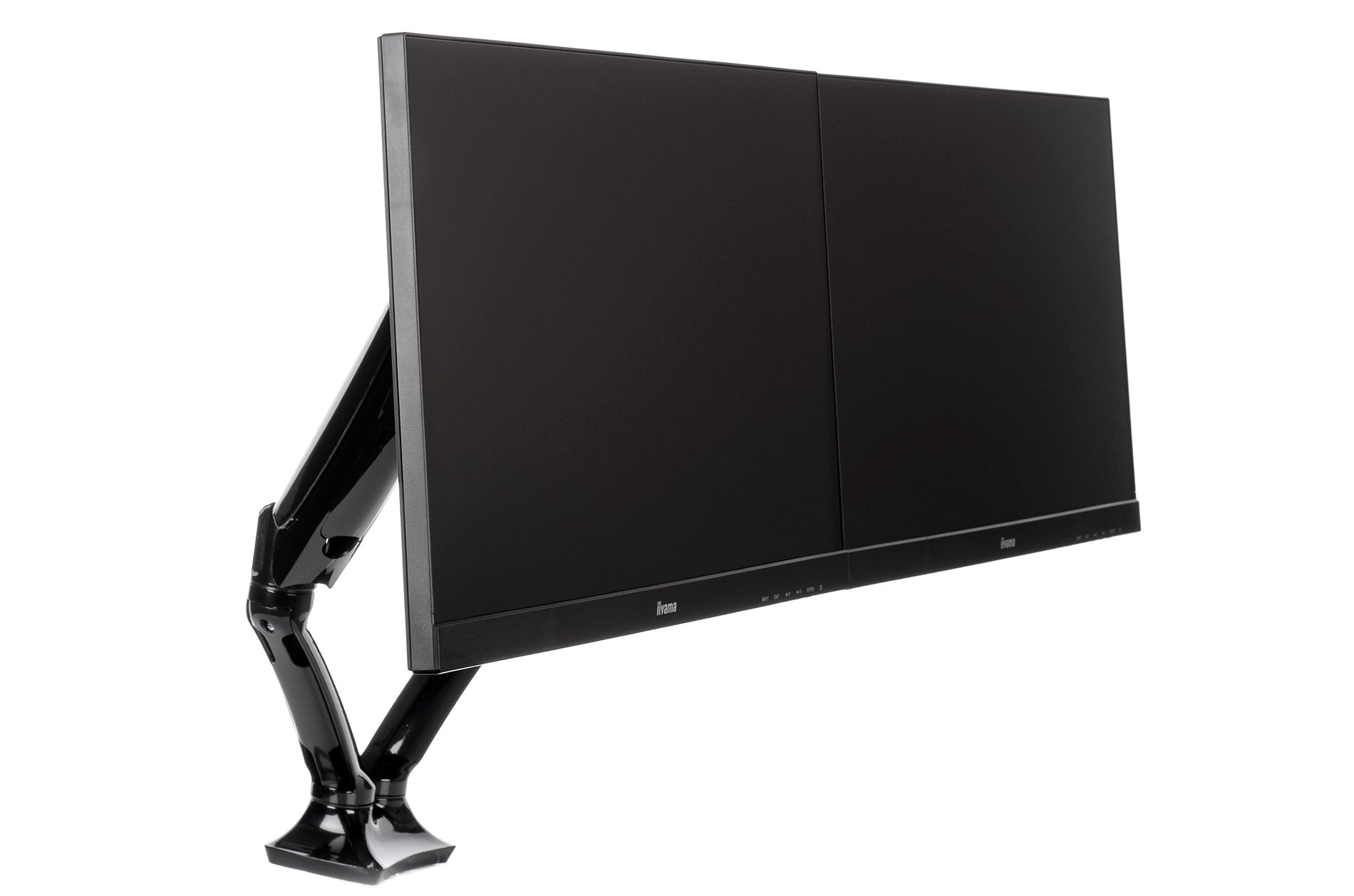 iiyama Monitorarm, Dual, Tischklemme, bis 27", VESA 100 × 100 mm, 5 kg, Gasfeder