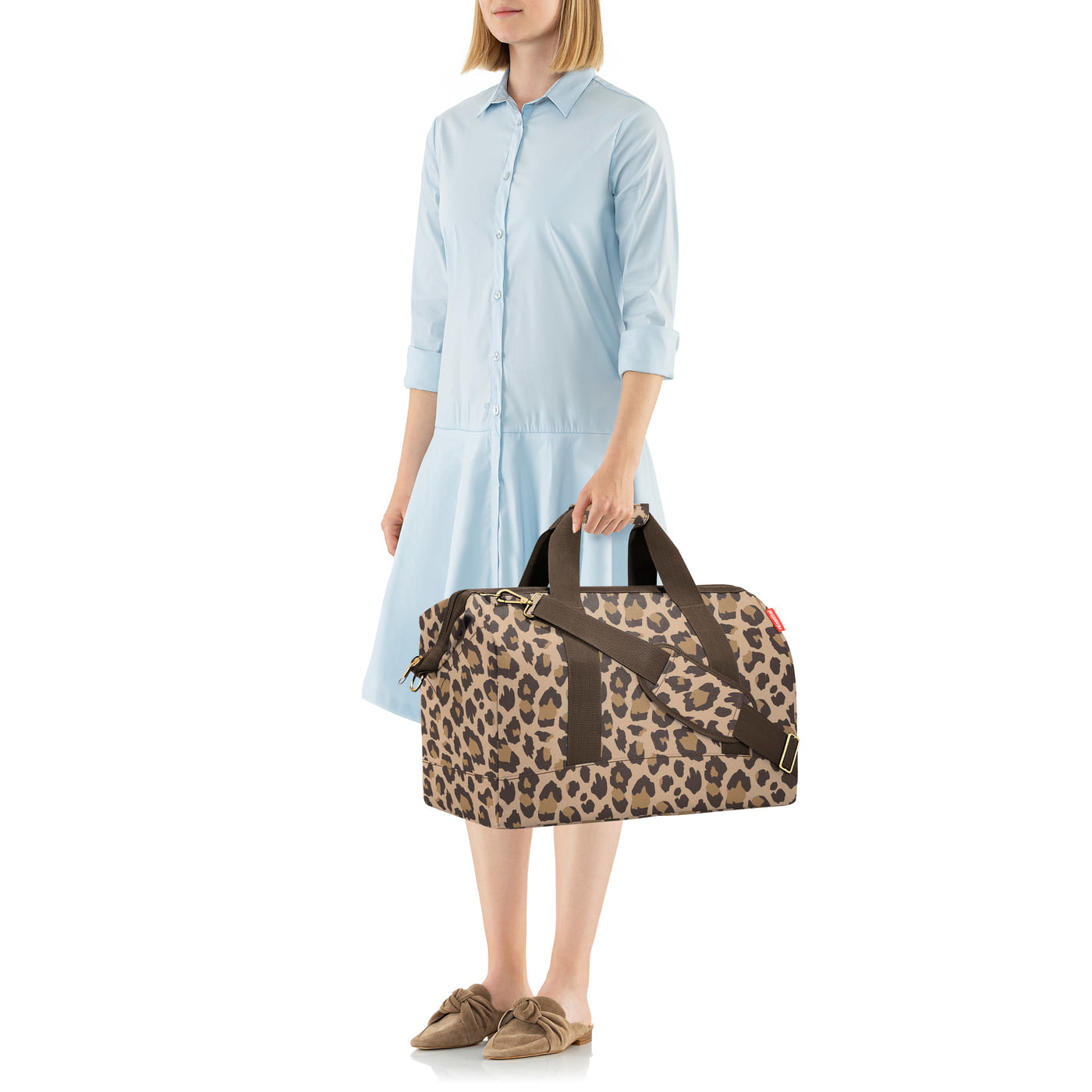 Reisenthel Umhängetasche Allrounder L – 30 l, Polyester, Leo Macchiato, 52 × 29 × 39,5 cm