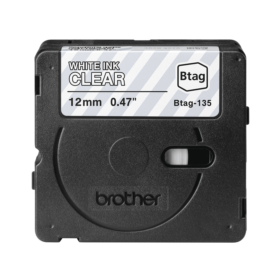Brother Schriftband – 12 mm × 4 m, transparent, weiss