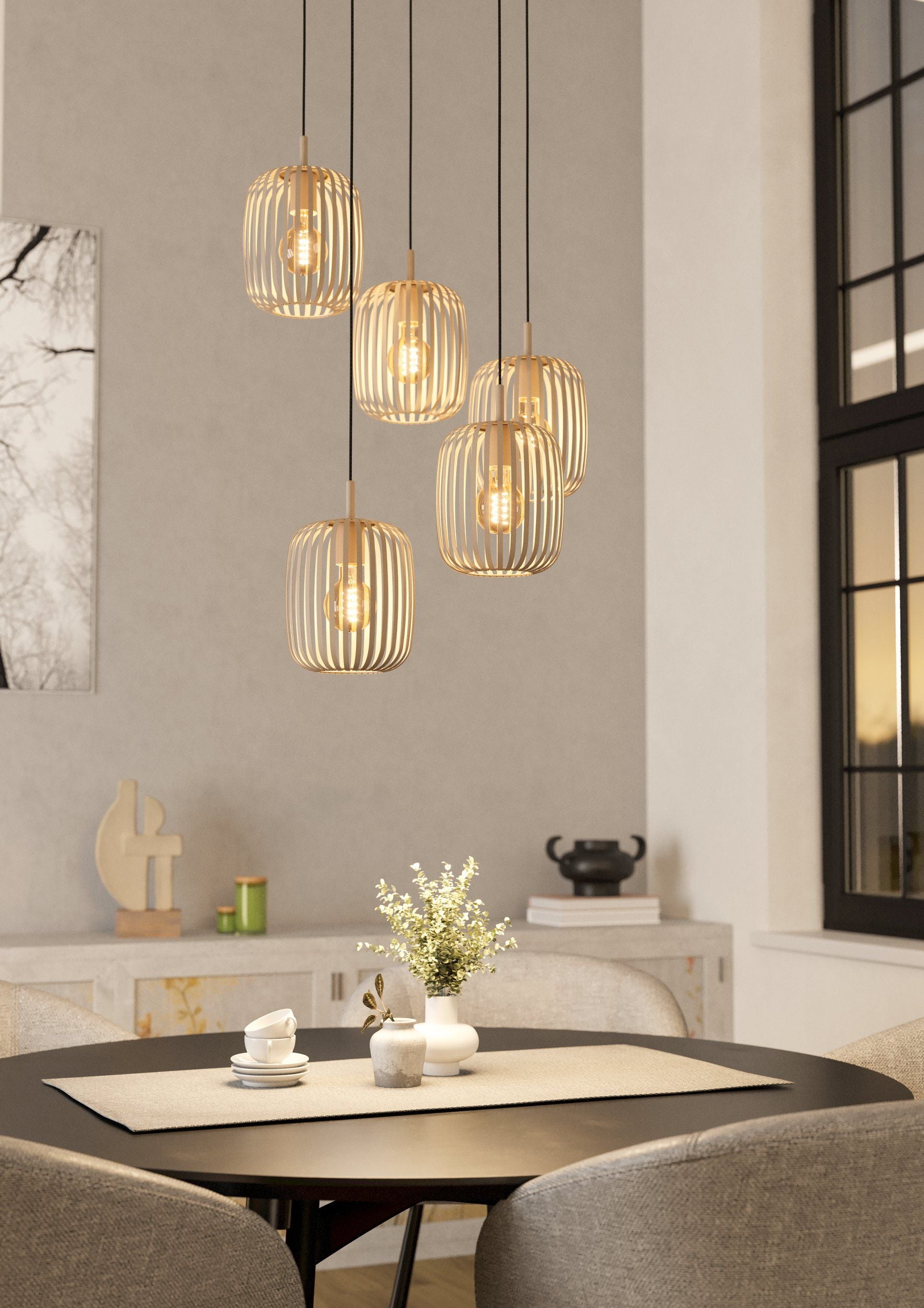 EGLO Pendelleuchte ROMAZZINA – Ø 50 × 200 cm, 200 W, nicht dimmbar, beige, exkl. E27