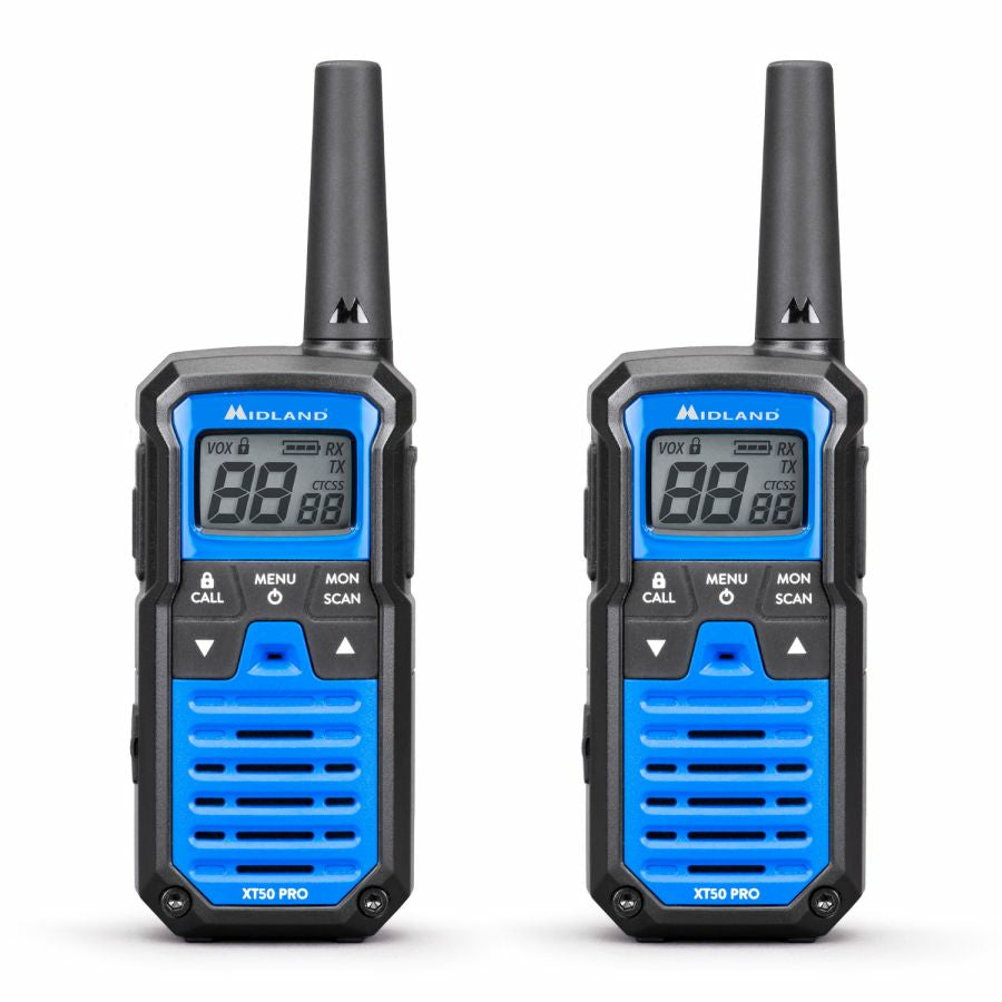 Midland XT50 Pro – Funkzubehör, Funkgerät, 2er Set, Schwarz, Blau