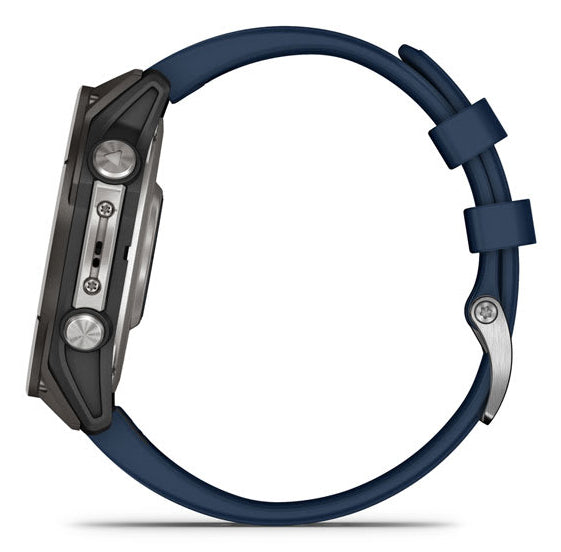Garmin Quatix 8 Pro 47 mm GPS + Cellular – CFRP Schwarz, Sportarmband, Blau, 100 m, für Android, iPhone