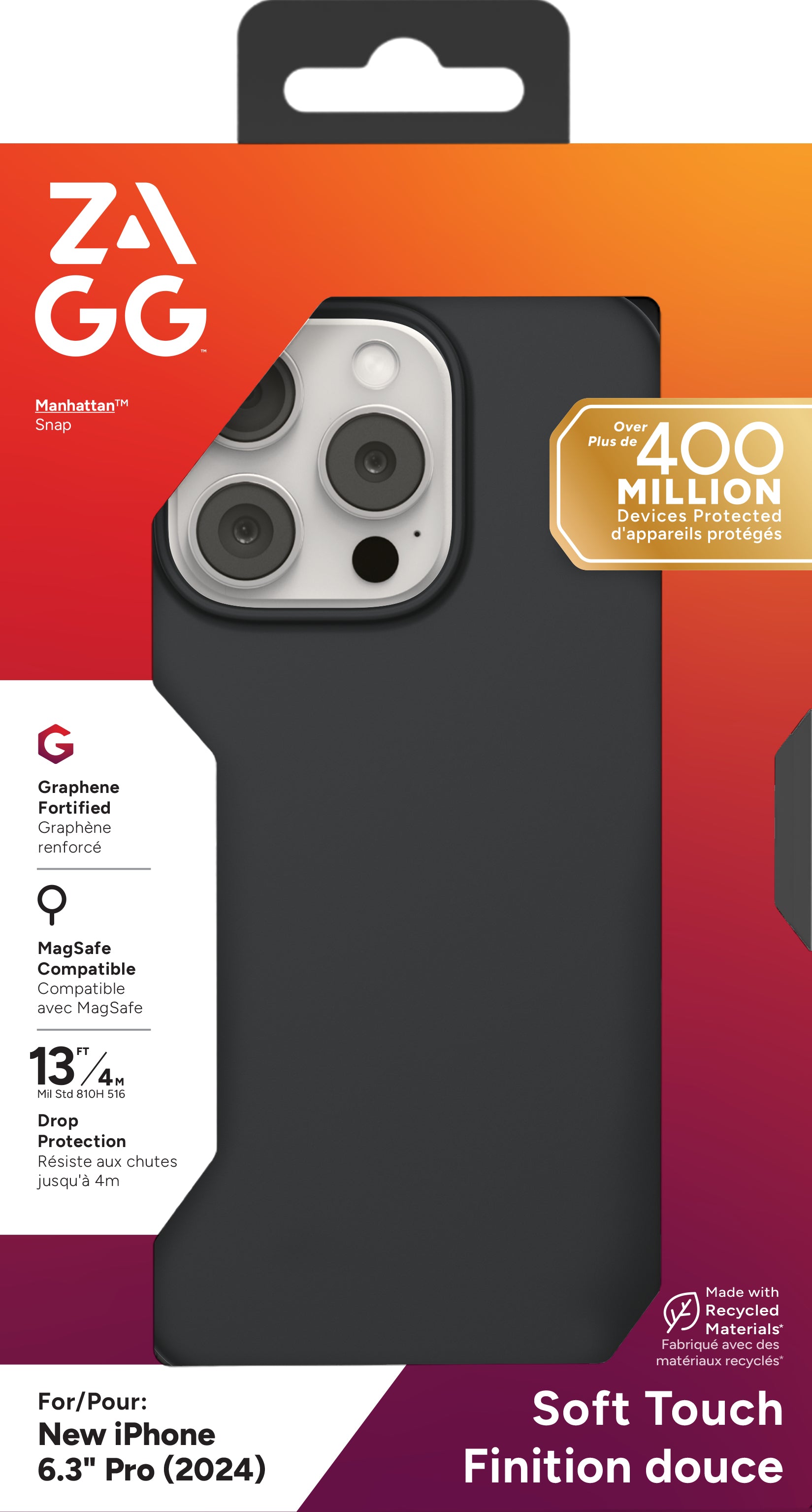 ZAGG Backcover Manhattan – für Apple iPhone 16 Pro – schwarz