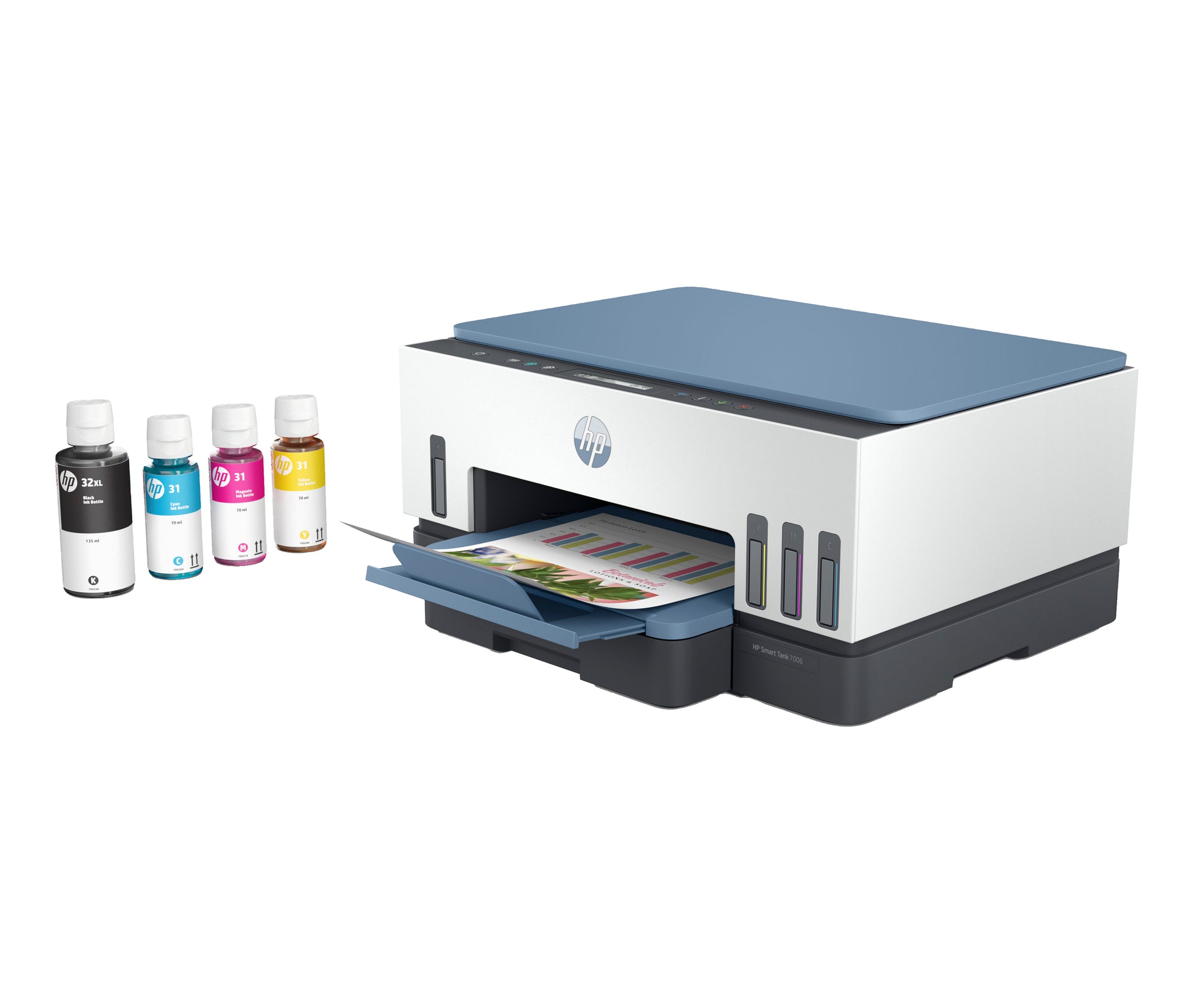 HP Smart Tank 7006e – Farbiges Tintenstrahl-MFP A4, 3-in-1 – USB/WLAN – Duplex – 15 ppm S/W, 9 ppm Farbe