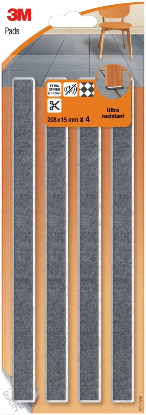 3M Möbelgleiter 208 × 15 mm – Filz – Grau – 4 Stück