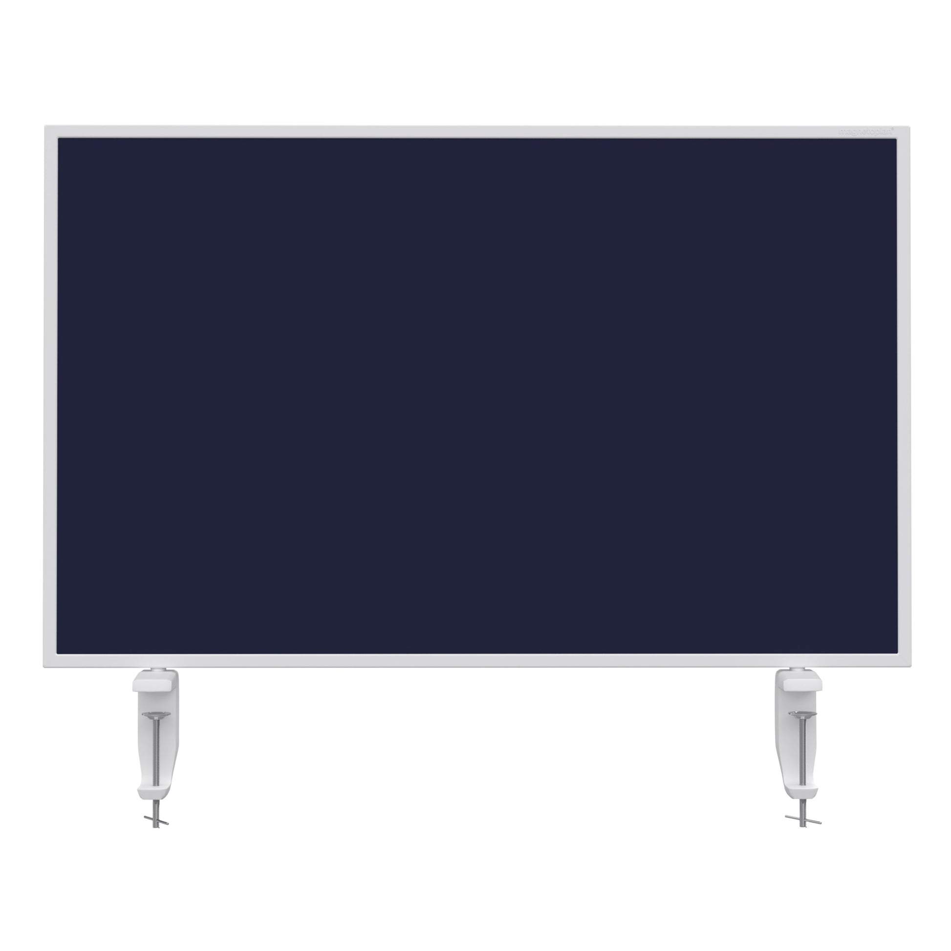 magnetoplan – Tischtrennwand VarioPin – 800 × 500 mm – doppelseitig (Whiteboard/Filz) – blau – mit Tischklemme