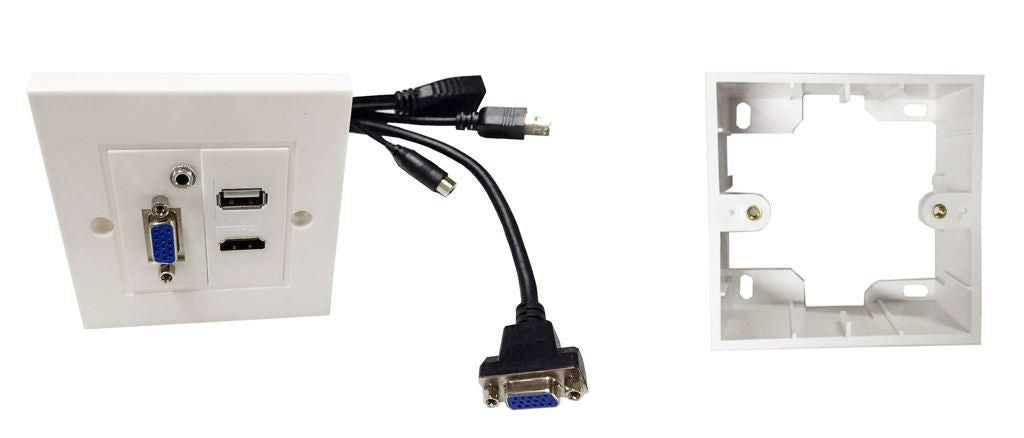 Vivolink HDMI, VGA, USB A, 3,5 mm Klinken-Wandbox – Weiss, USB 2.0