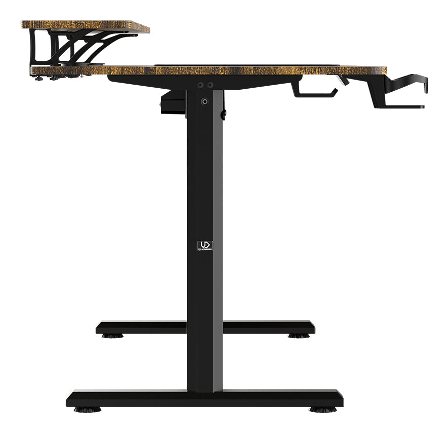 Ultradesk Highlander XXL Gaming-Tisch – 160 × 70 cm, elektrisch höhenverstellbar, braun, Carbon