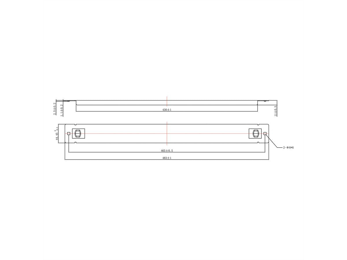 ROLINE 19"-Blindblende, 1 HE, 483×11×44 mm – schwarz