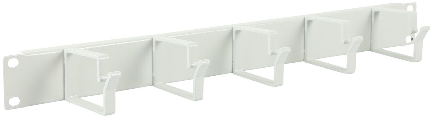Lanview RAO100WH Rangierpanel 19" 1U, 5 Haken, Montagelöcher oval, 482×72×44 mm – Weiss