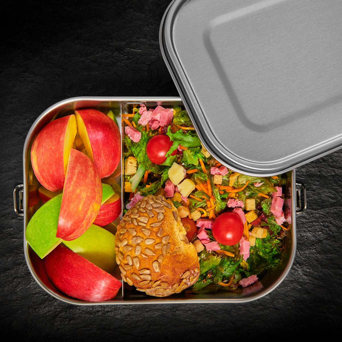 Lurch Lunchbox Snap – 1,4 l, 22,0 × 17,0 × 6,0 cm, Edelstahl 18/10/Kunststoff, mit Unterteilung