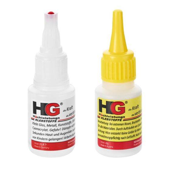 HG Klebstoffe HG Power Glue Klebstoff-Set/Koffer – extra stark, wasserfest, für Industrie, Haushalt, Werkstatt, 20 g + 40 g