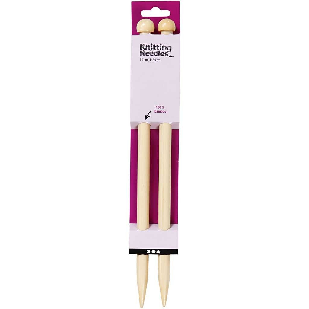 Creativ Company Stricknadel Holz – 15 mm, 35 cm, Bambus, 2 Stk.