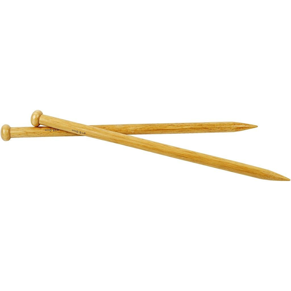 Creativ Company Stricknadel Holz – 15 mm, 35 cm, Bambus, 2 Stk.