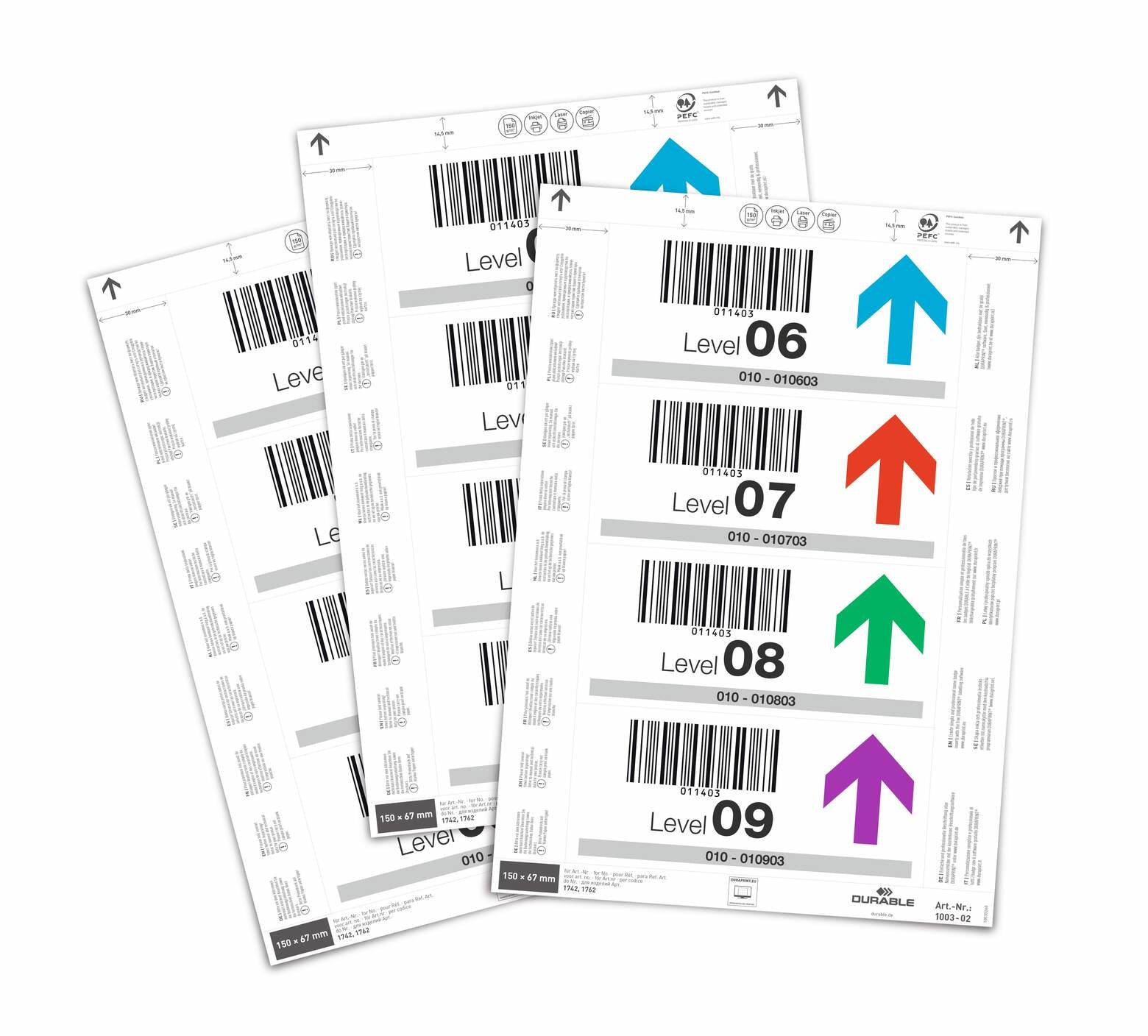 Durable Einsteckschilder – 150 × 67 mm, 80 Stk, 210 × 297 mm, Papier