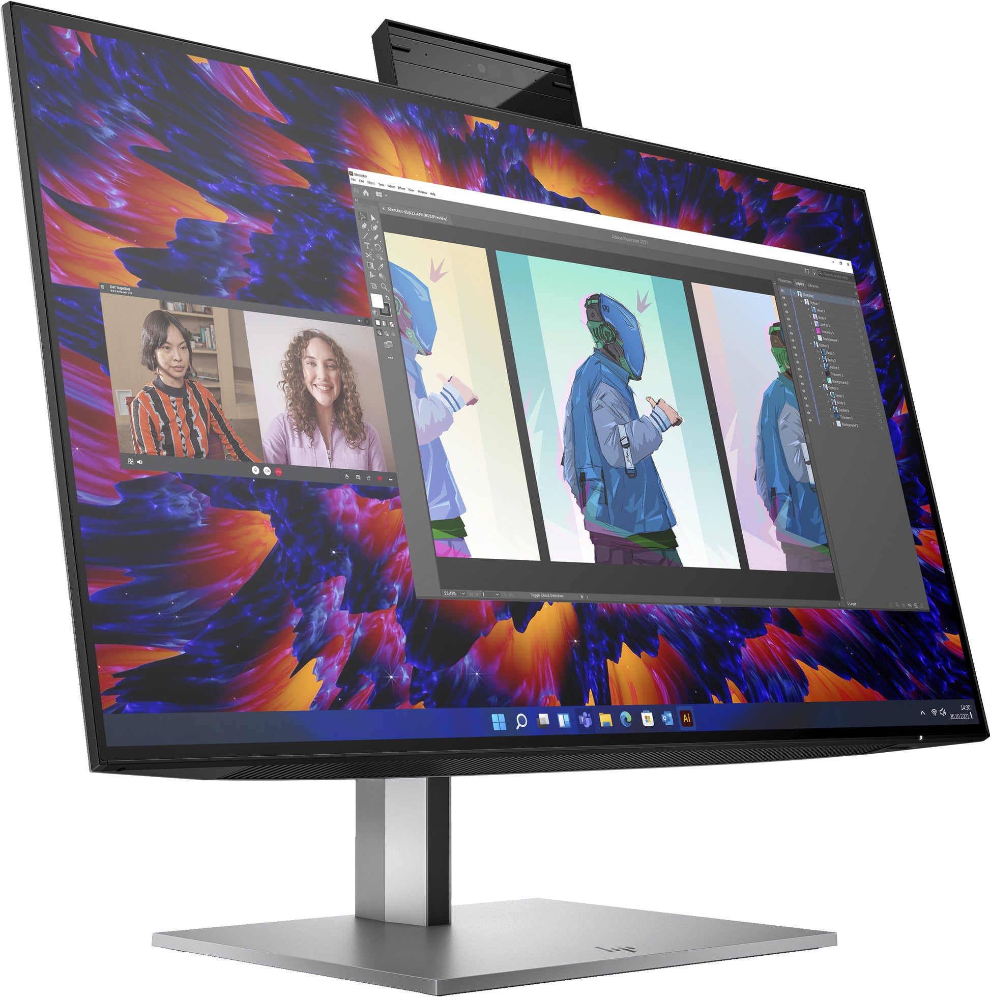 HP Z24m G3 – Monitor, 23,8" 2560 × 1440 (WQHD), IPS, 90 Hz, 400 cd/m², VESA 100 × 100, Silber