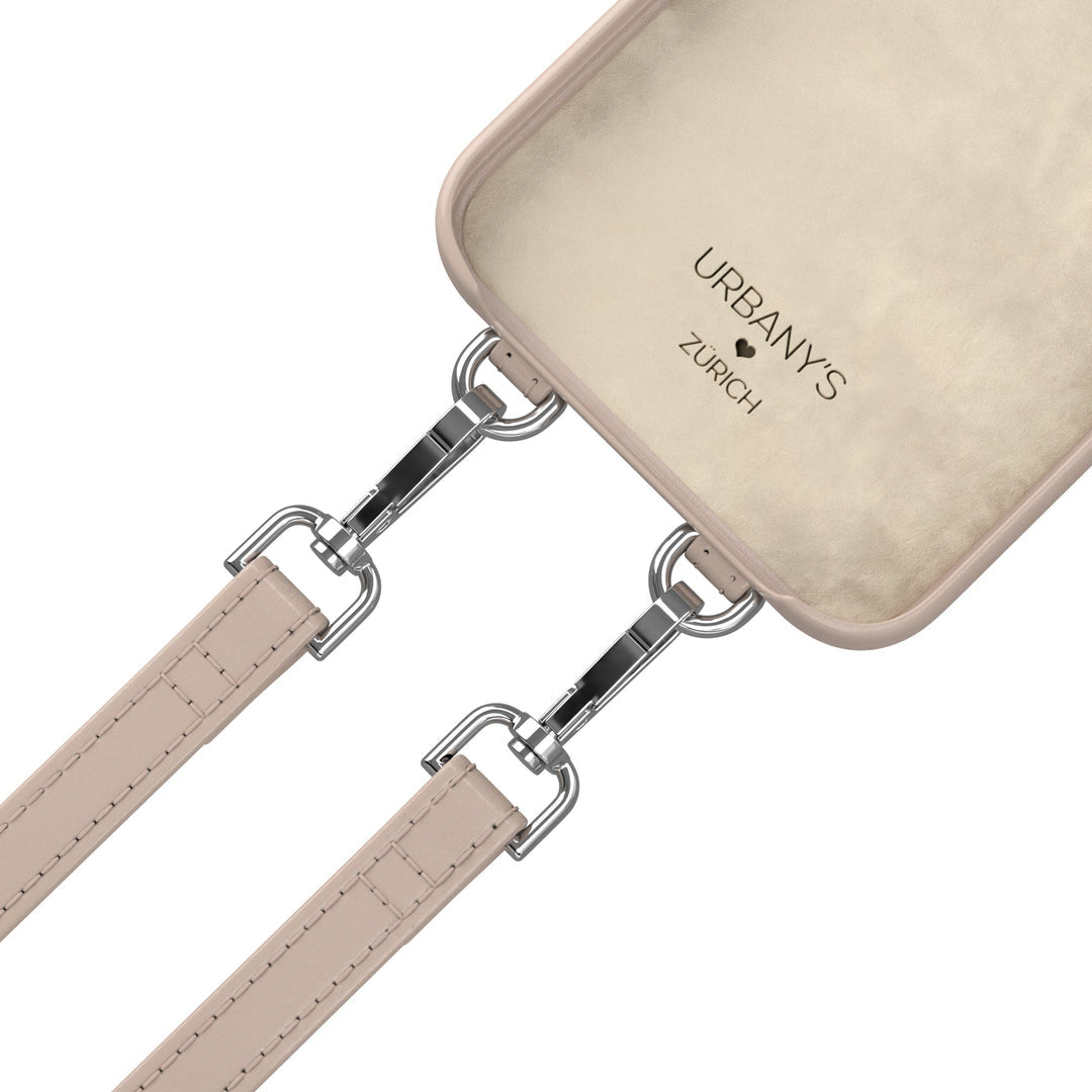 Urbany's Urbanys – Halskette-Hülle – für Apple iPhone 16 Plus – Beach Beauty – Recycling-Leder, mit Kartenfach