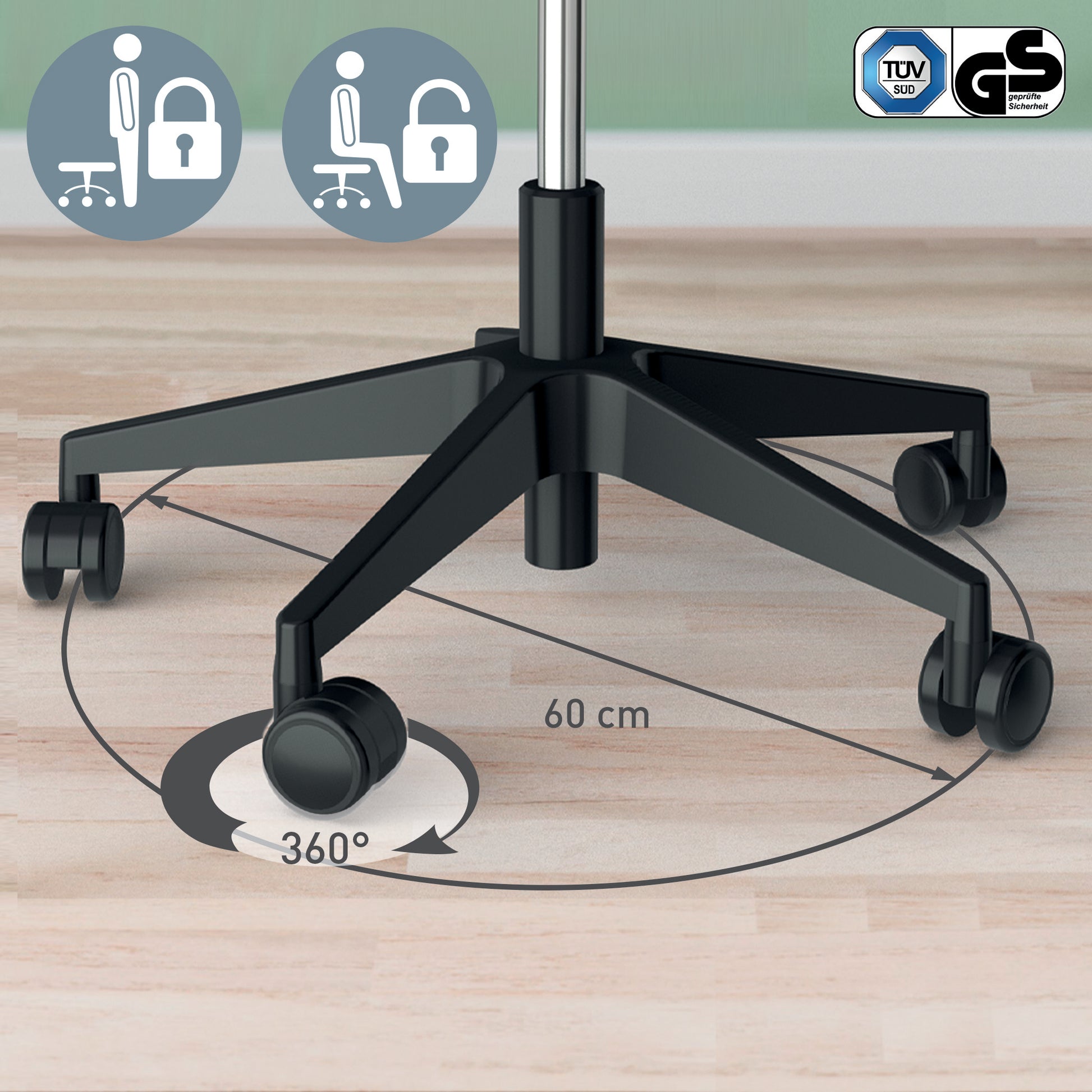 Leitz Hocker Ergo Active – Sitzhöhe 47–60 cm, 110 kg, hellgrau