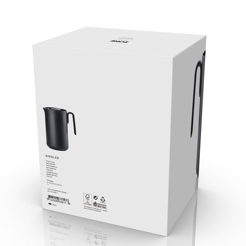 Zone Denmark Thermoskanne – 1 l, Ø 13,2 cm, Glas/Kunststoff (PP), Knopfdruckverschluss, 10 h Warmhaltezeit