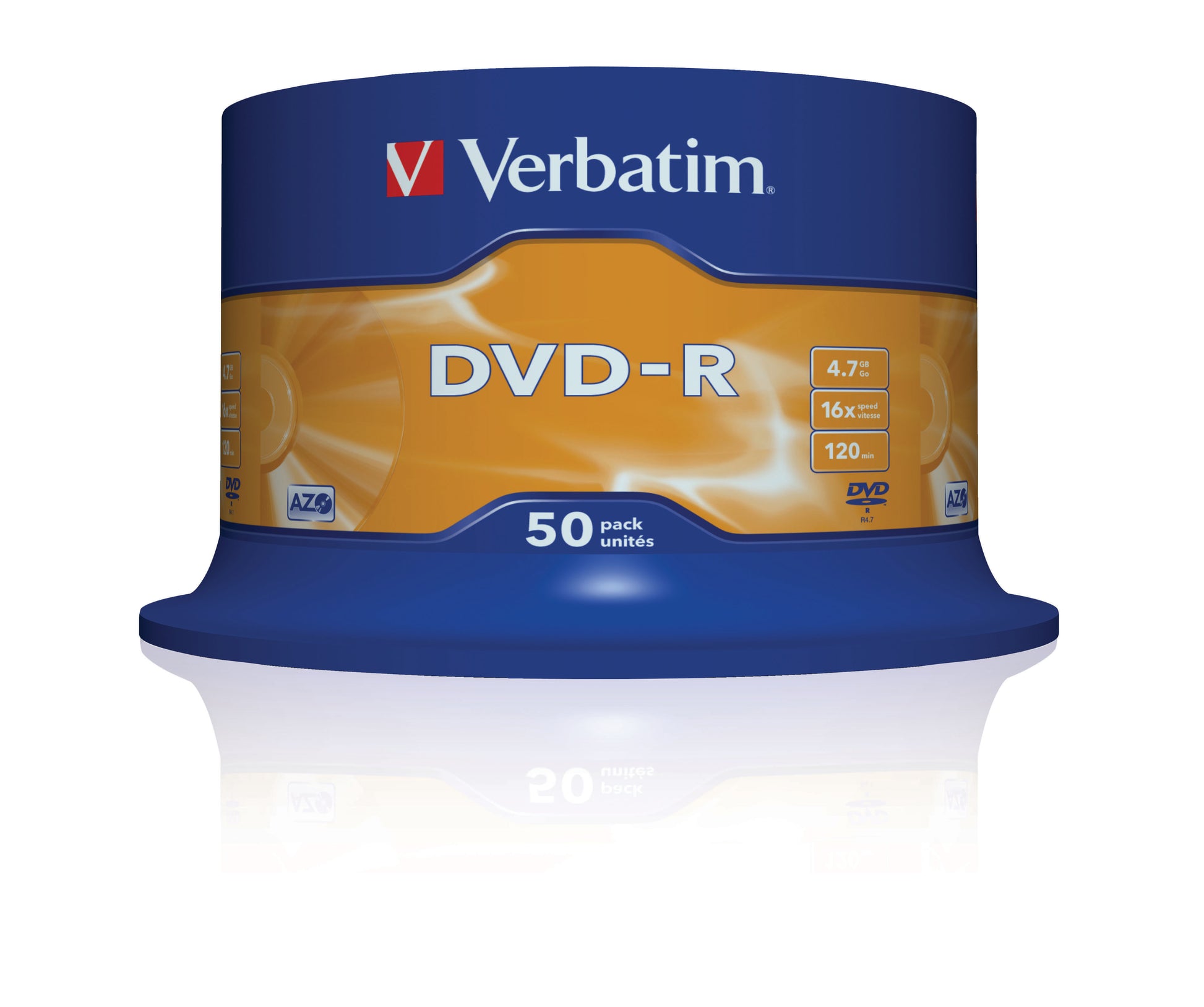 Verbatim DVD-R 16×, 4,7 GB – Spindel – 50 Stück