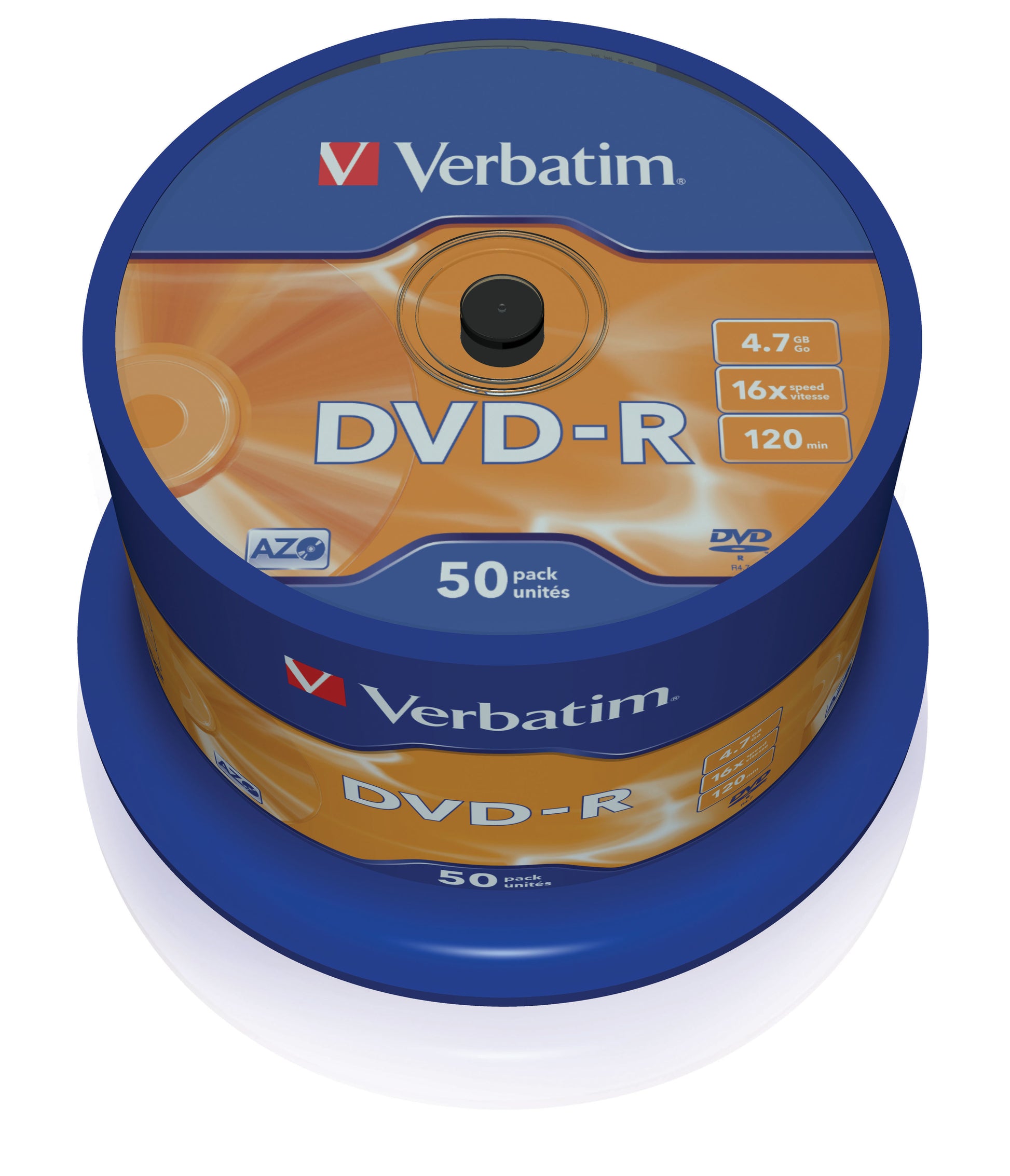 Verbatim DVD-R 16×, 4,7 GB – Spindel – 50 Stück