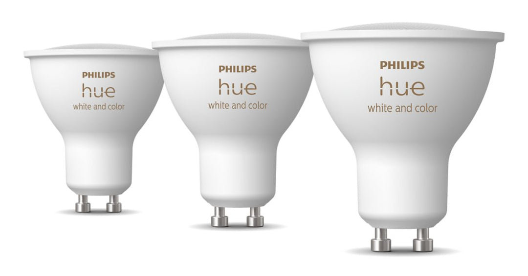 Philips Hue LED-Leuchtmittel GU10 3er-Pack – 4,2 W dimmbar, 2000–6500 K, für Zigbee, HomeKit und Alexa
