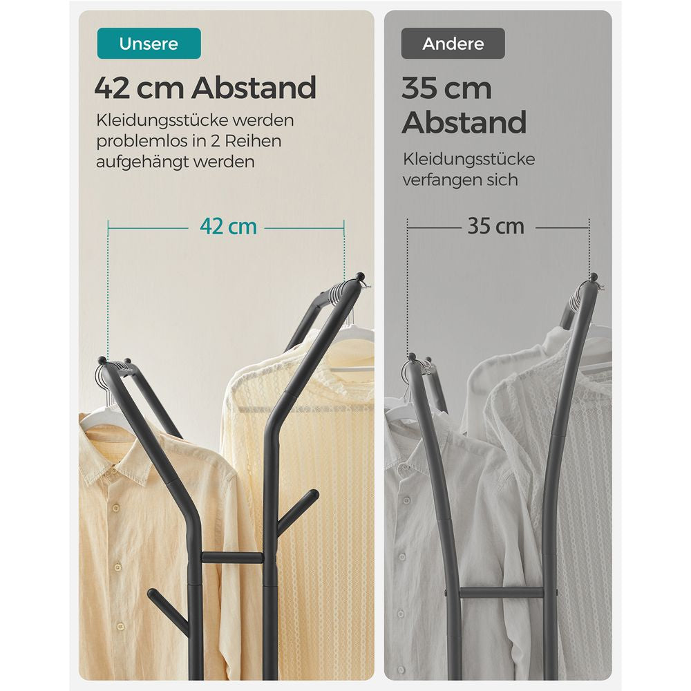 Songmics HSR107B01 Garderobenständer – mit Rollen, 50 kg Tragkraft – Stahl – Schwarz – 1'550 mm