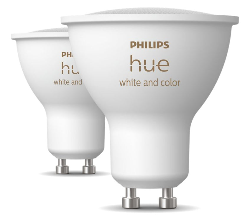 Philips Hue White & Colour Ambiance LED-Leuchtmittel GU10 2er-Pack – 4,2 W dimmbar, 400 lm, 2000–6500 K, 40°