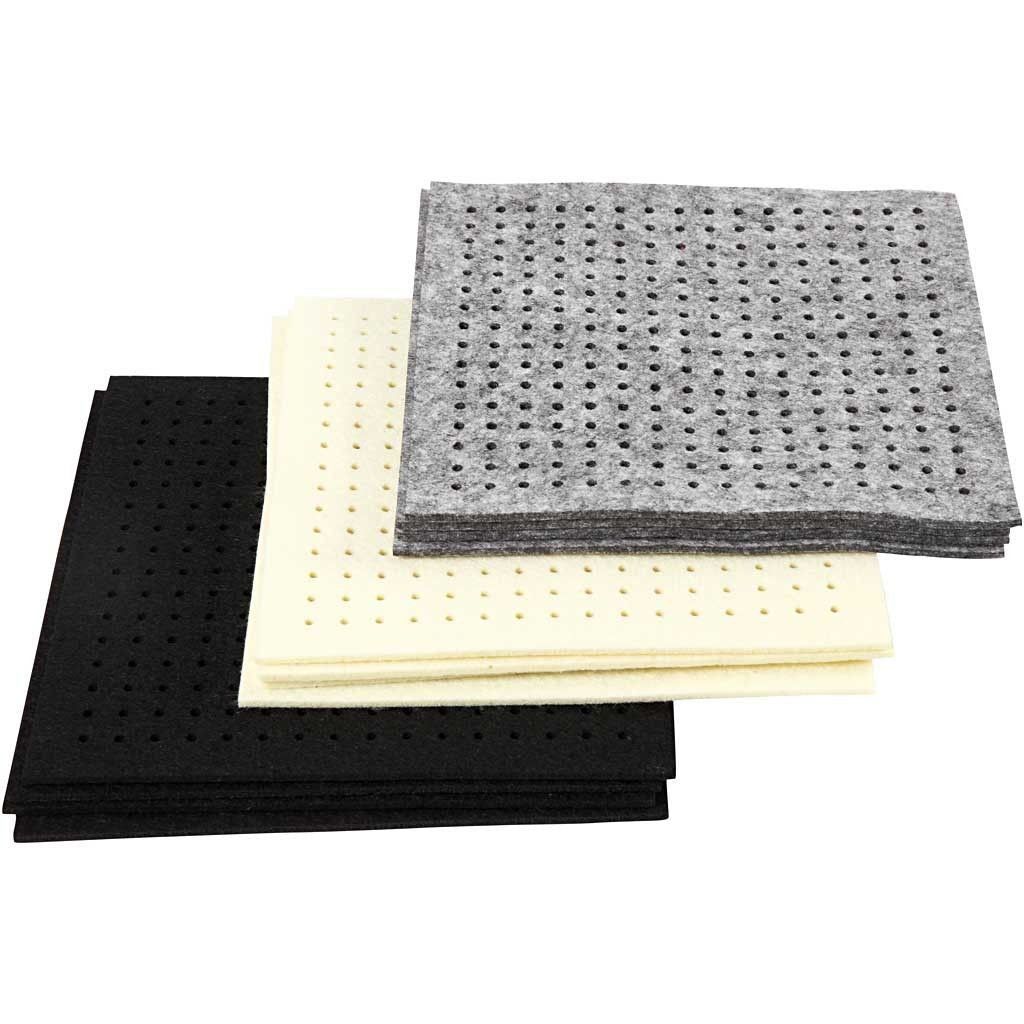Creativ Company Bastelfilz mit Löchern – 3 mm, Beige, Schwarz, Grau