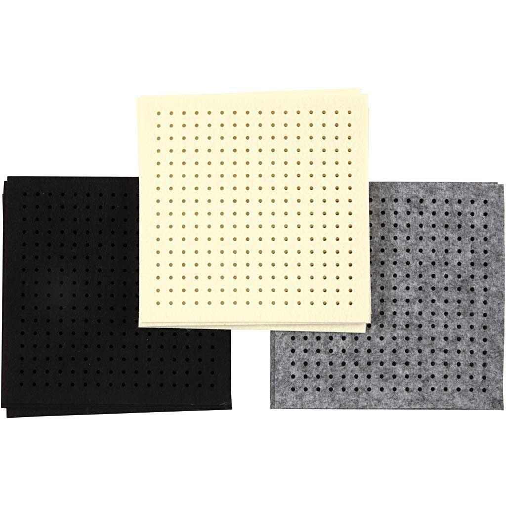 Creativ Company Bastelfilz mit Löchern – 3 mm, Beige, Schwarz, Grau