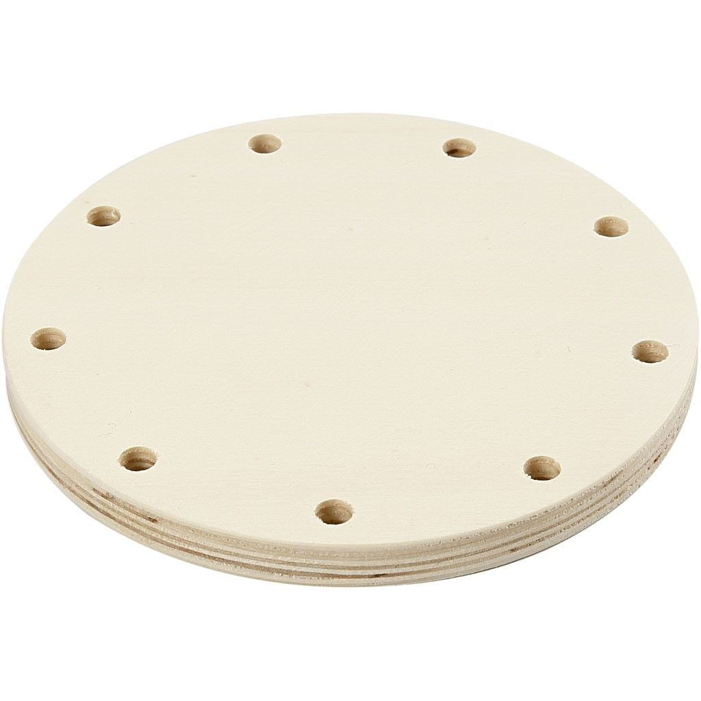Creativ Company Korbflechtschablone, Mischholz/MDF, Hellbraun, 12 × 12 cm, 1 cm, 9 Löcher Ø 6 mm