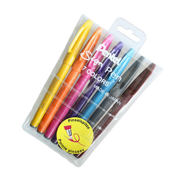 Pentel Filzstifte Sign Pen Brush, 7 Farben