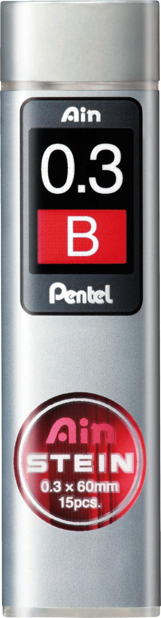 Pentel AinStein C273 Zirkelminen – Grau, 0,3 mm, Härte B, 15er-Pack