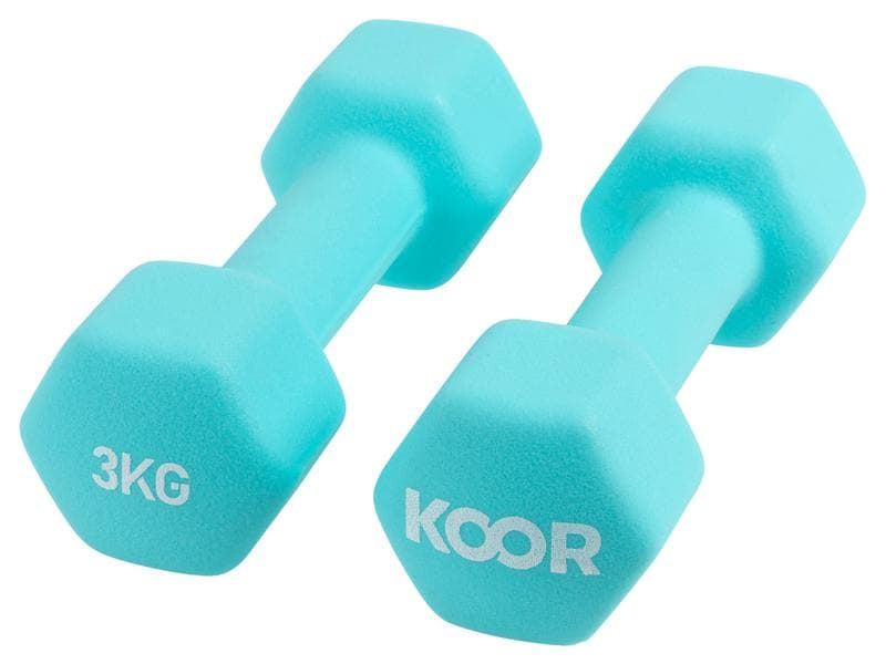 KOOR Kurzhantel mit festem Gewicht, Modell F00913, 3 kg, Eisen, Blau
