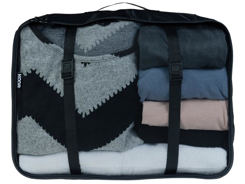 KOOR Packhilfen-Set Reesa XL – 40 × 30 × 12 cm, 14 l – schwarz, Polyester – 2-teilig
