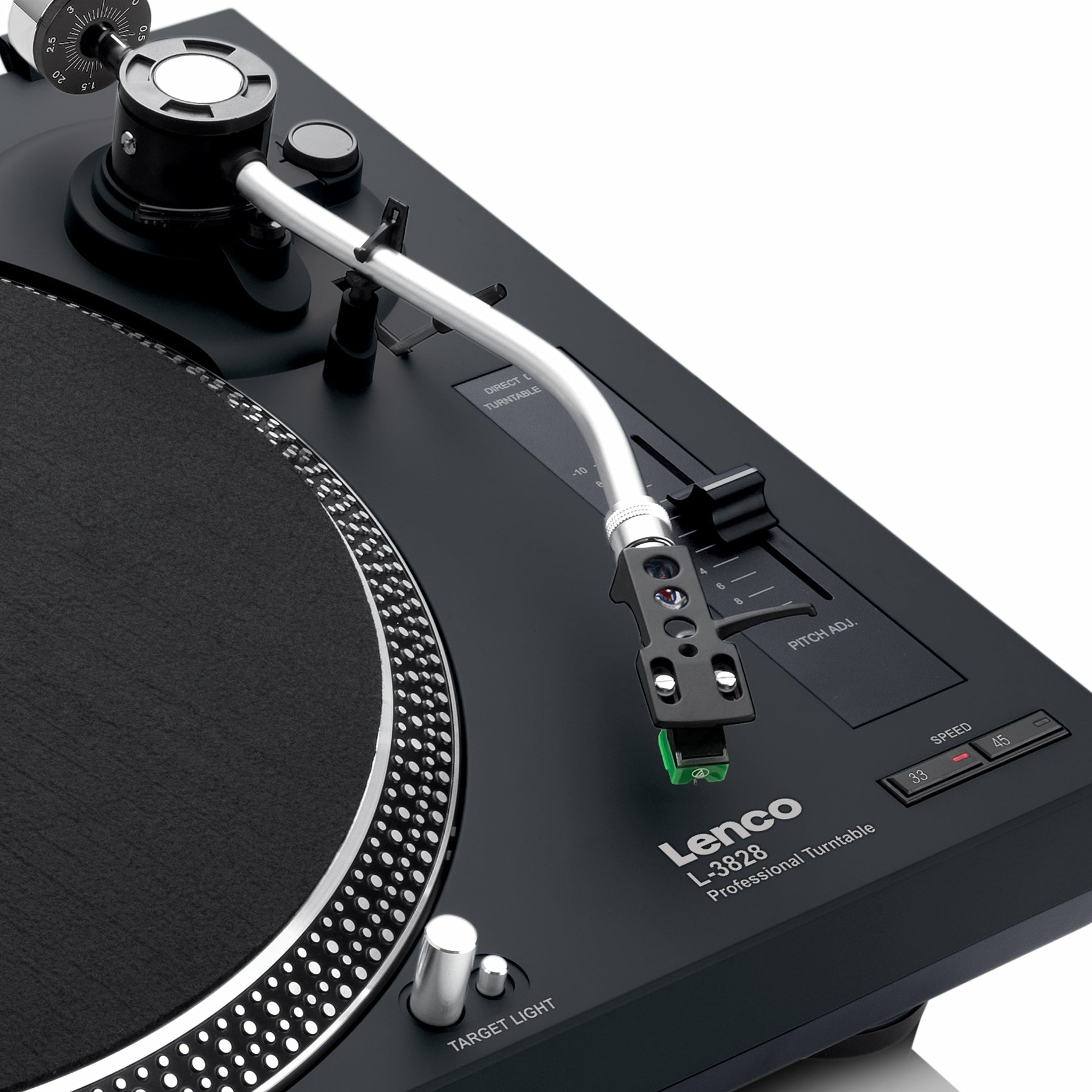 Lenco L-3828BK – Plattenspieler (Direktantrieb, manuell), Phono-Vorverstärker, 33⅓/45 – Schwarz