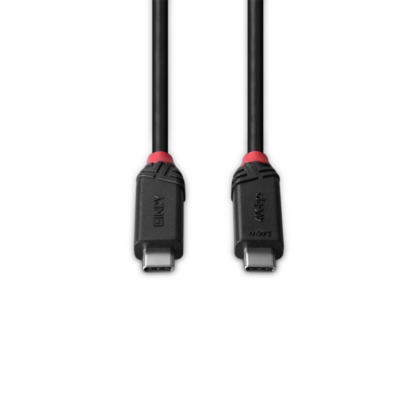 Lindy USB-C auf USB-C Kabel – USB4 40 Gbit/s – 1 m – PD 240 W – Goldstecker, PVC-Mantel – Schwarz