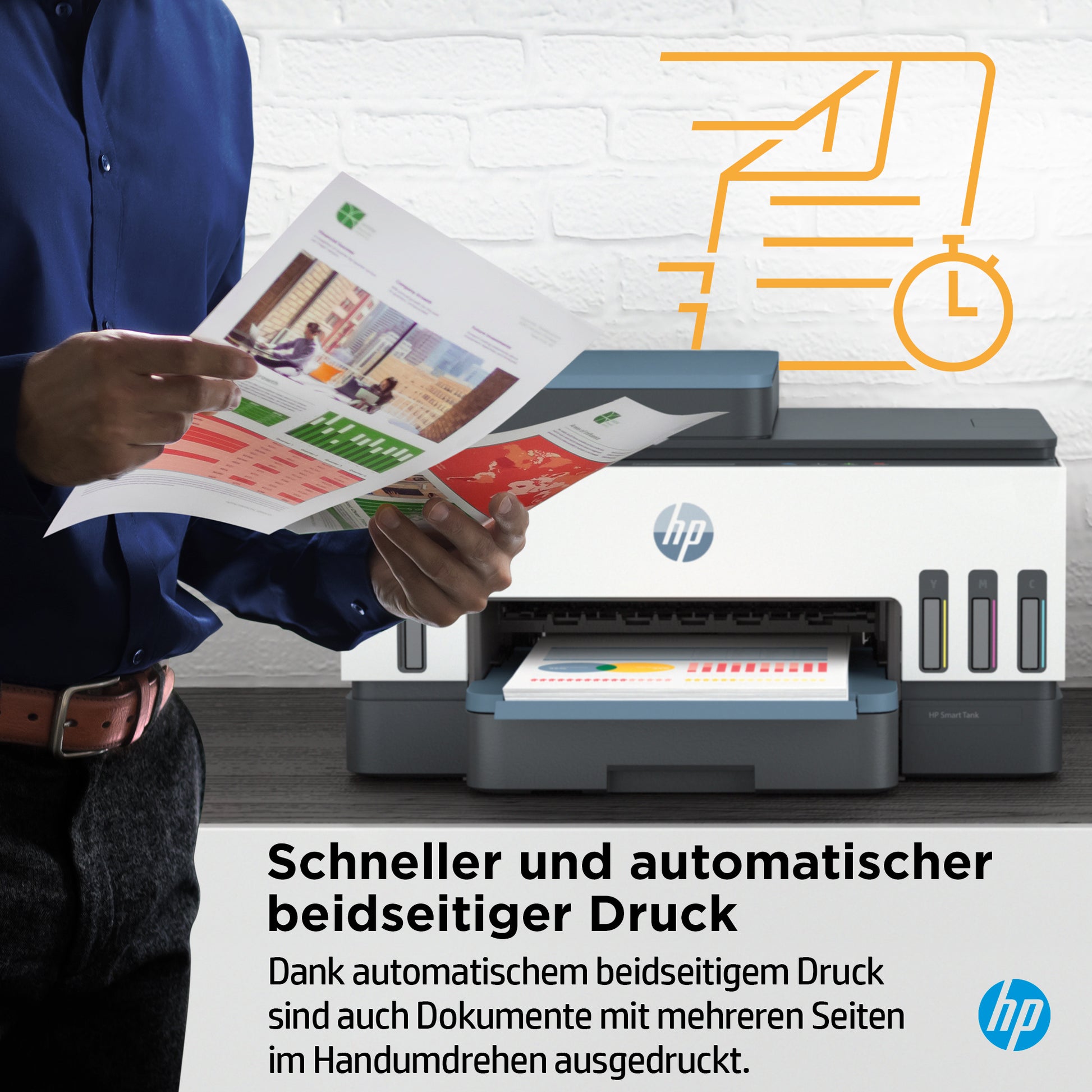 HP Smart Tank 7306 All-in-One – Farbtintenstrahl-Multifunktionsdrucker, A4, 3-in-1, Duplex, ADF, WLAN/LAN